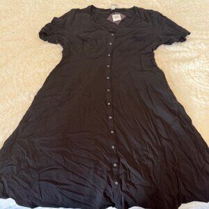 Black Button Up Midi Dress - Ava and Viv